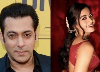 Rashmika Mandanna with Salman Khan on movie set