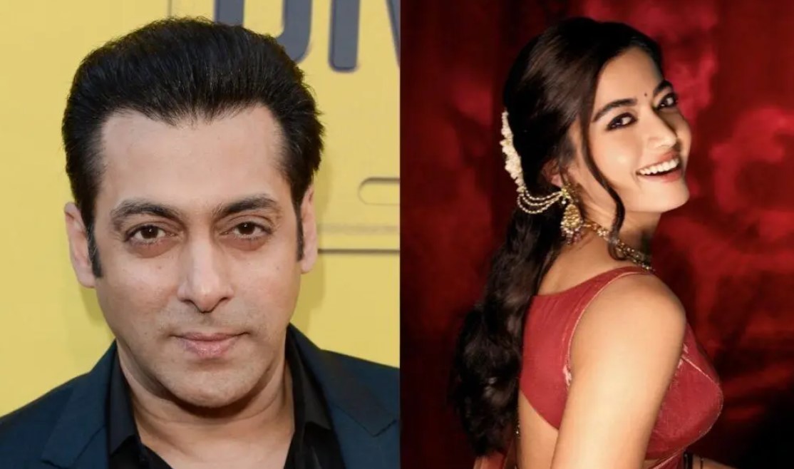 Rashmika Mandanna with Salman Khan on movie set