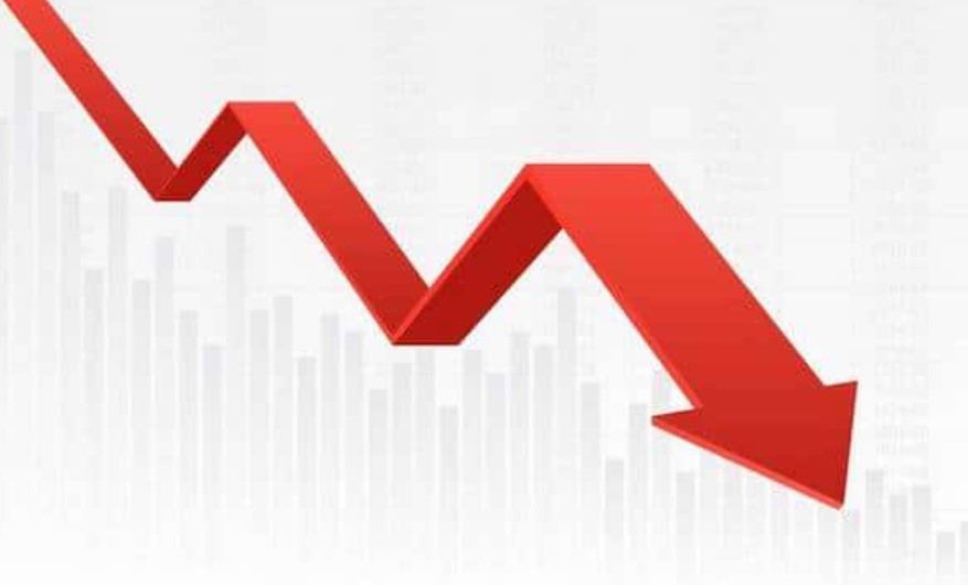 Indian stock market graph showing downward trend