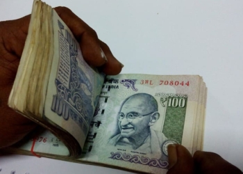 Indian Rupee banknotes stack