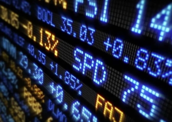 Indian stock market trading screen with red numbers