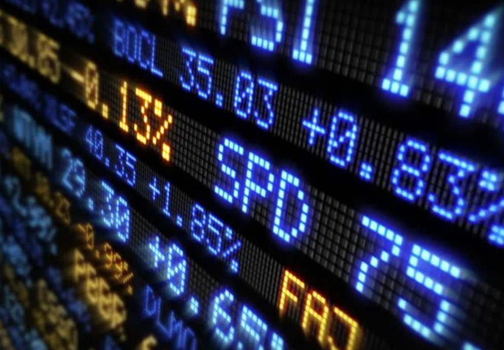 Indian stock market trading screen with red numbers