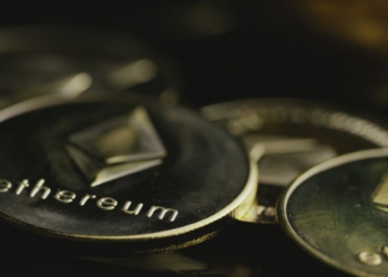 Ethereum coin closeup