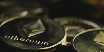 Ethereum coin closeup