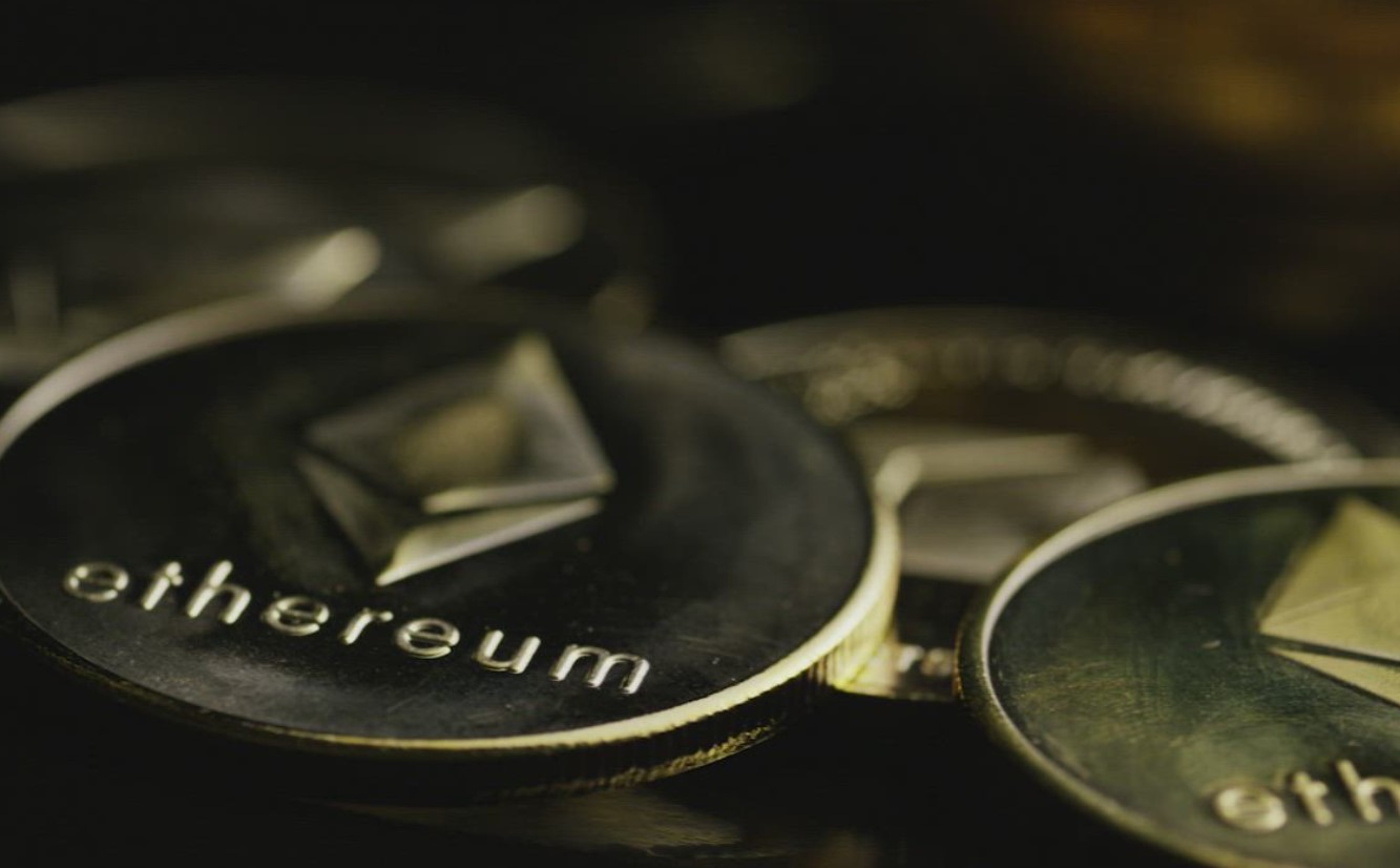Ethereum coin closeup