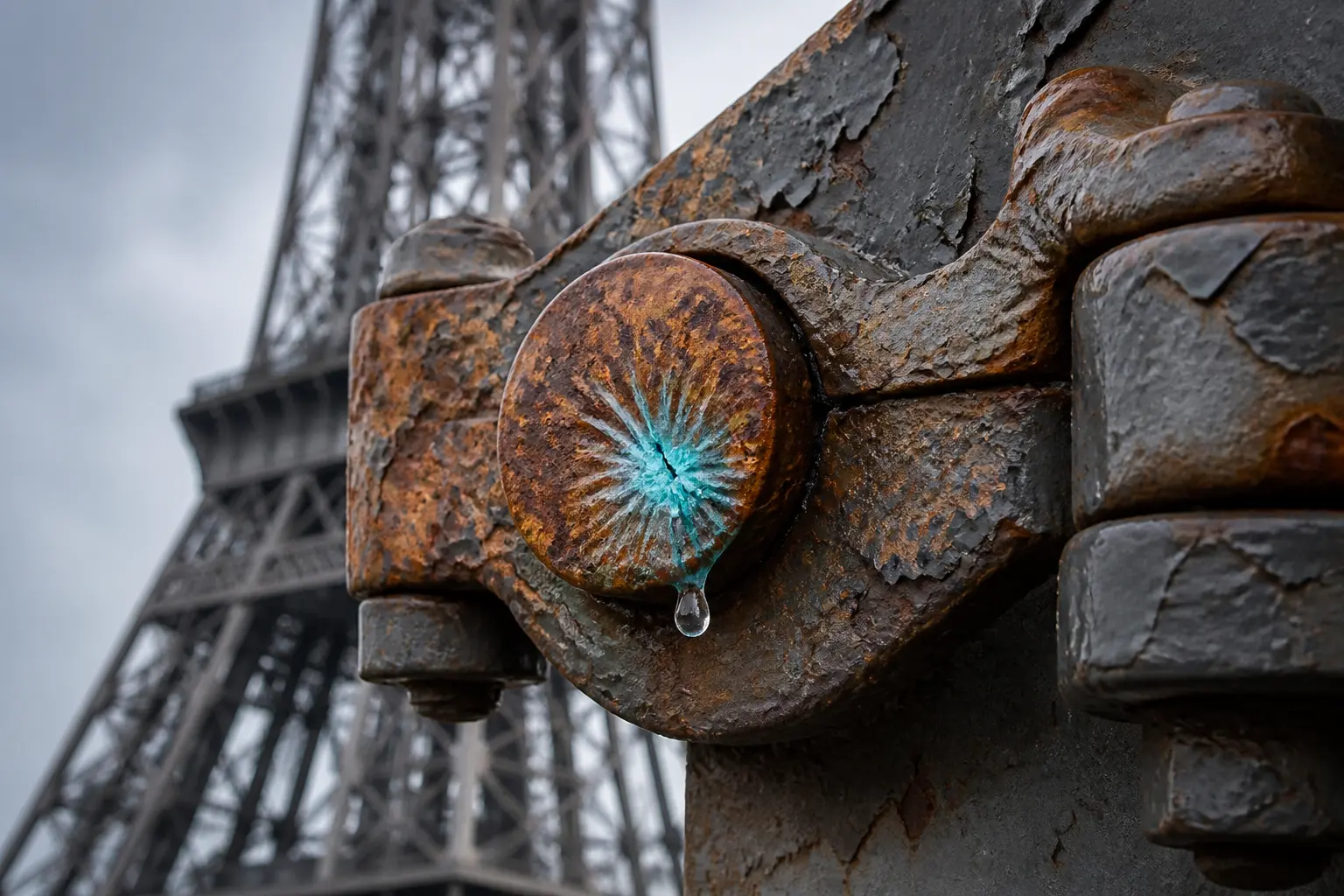 electrically charged raindrops corroding Teflon coated metal