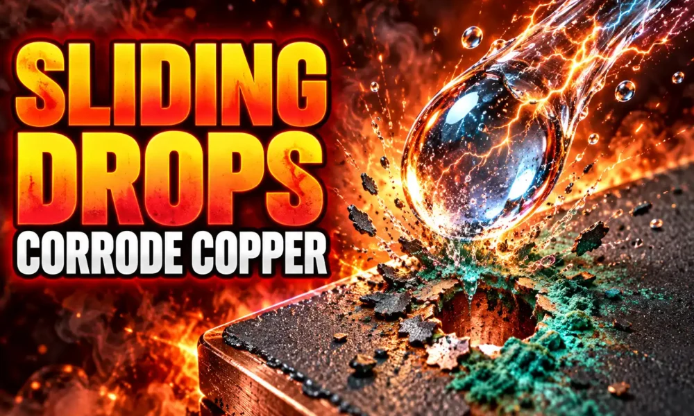 sliding charged raindrops corrode Teflon copper coating