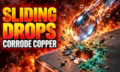 sliding charged raindrops corrode Teflon copper coating