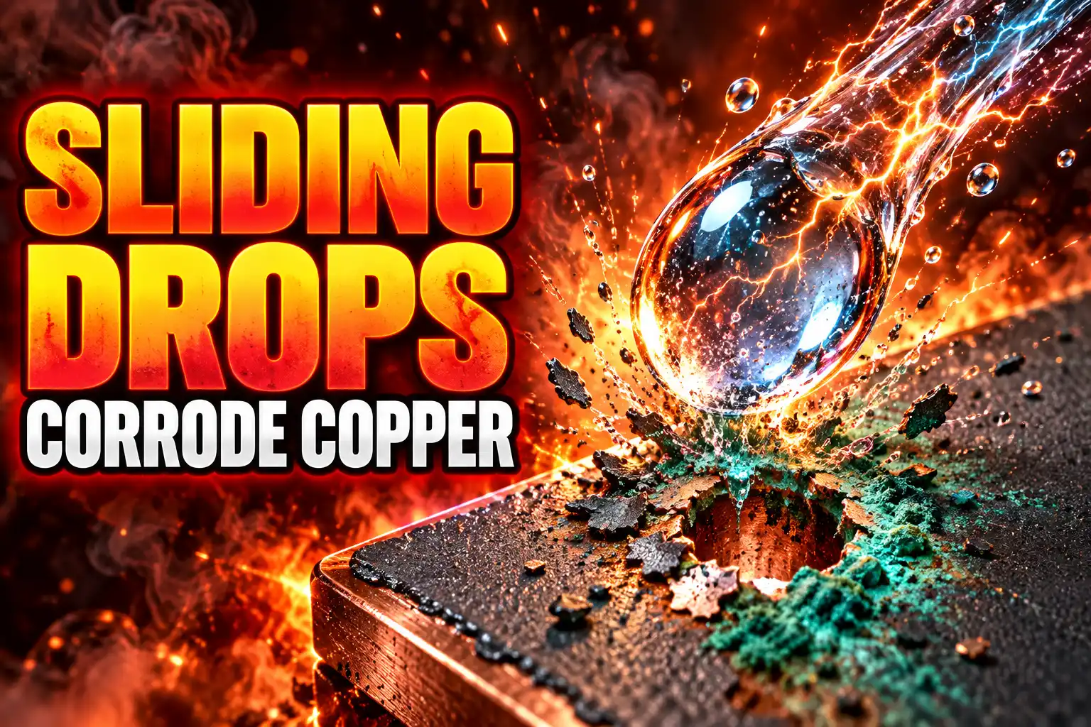 sliding charged raindrops corrode Teflon copper coating