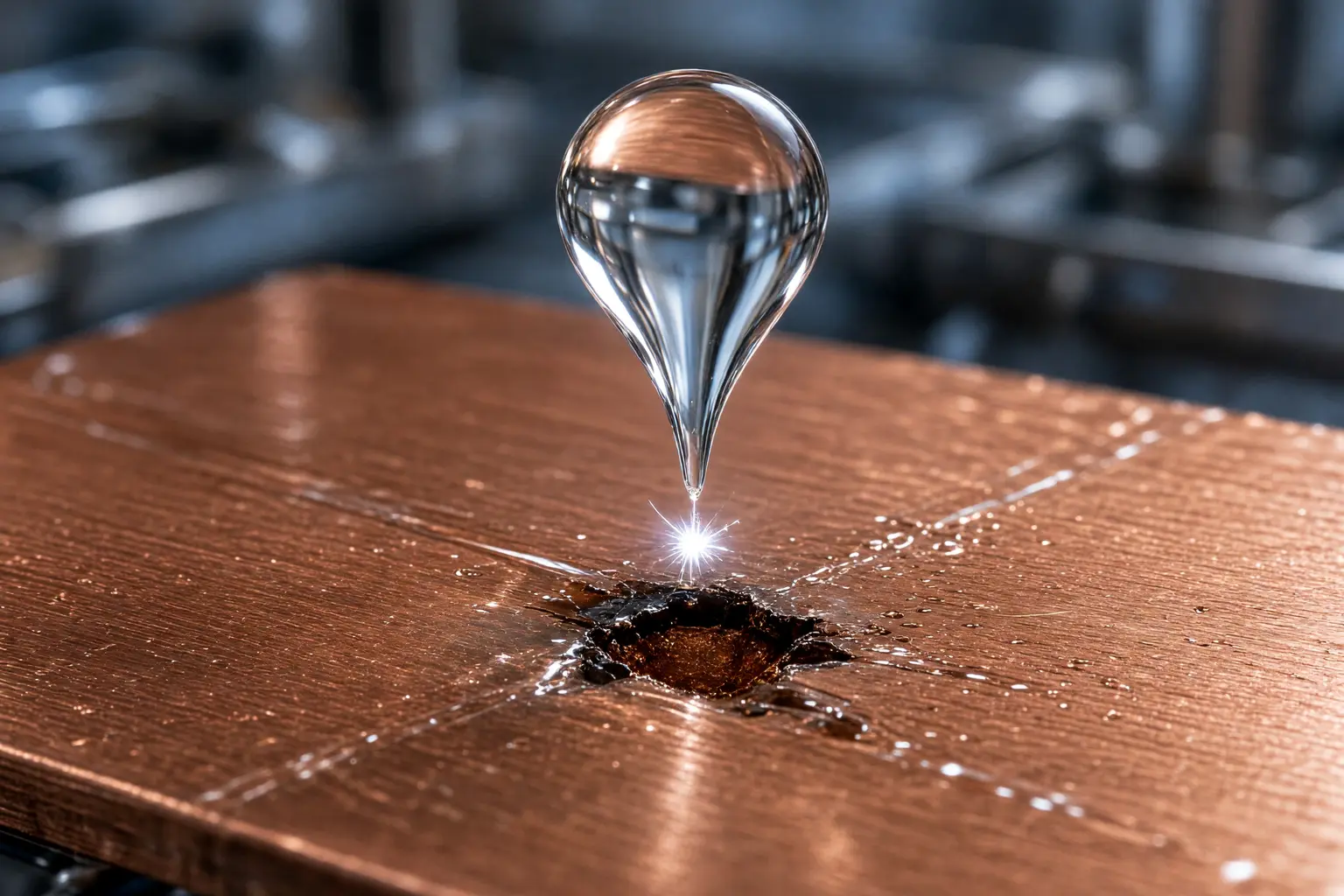 electrically charged raindrops corroding Teflon coated copper