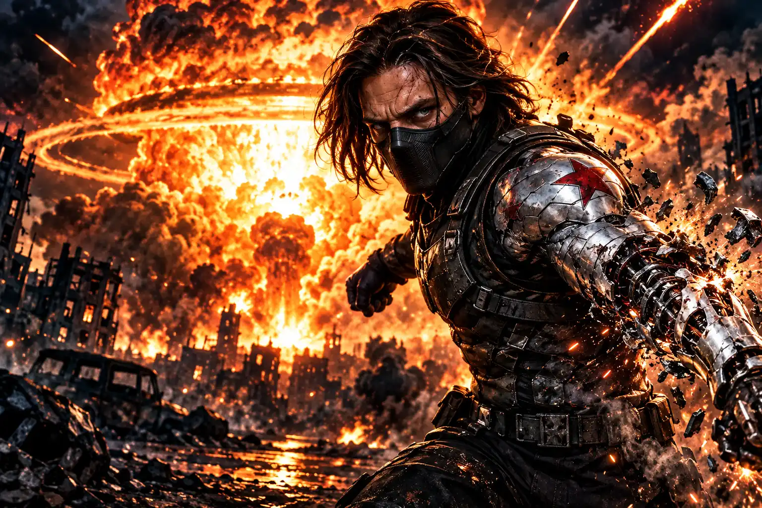 Bucky Barnes nuclear blast Avengers Armageddon